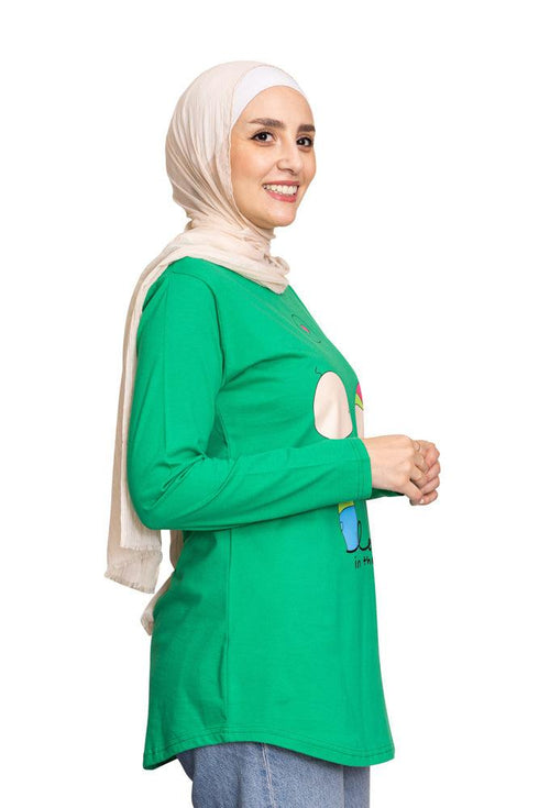 Green Printed Long - Sleeve Design 35 - Khotwh